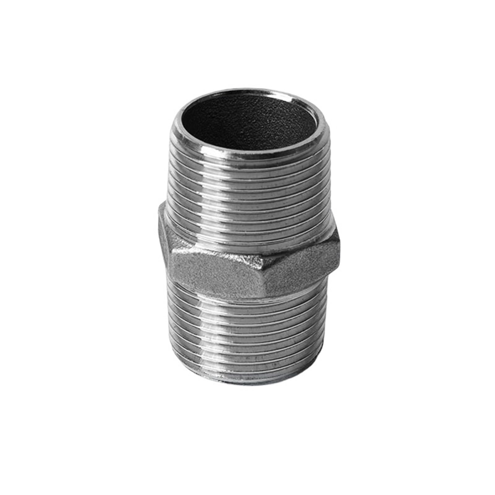 1/8" 1/4" 3/8" 1/2" 3/4" 1" BSPP Male Thread 304 Stainless Steel Hex Nipple Union Pipe Fitting Connector Coupler (316SS BSP2)