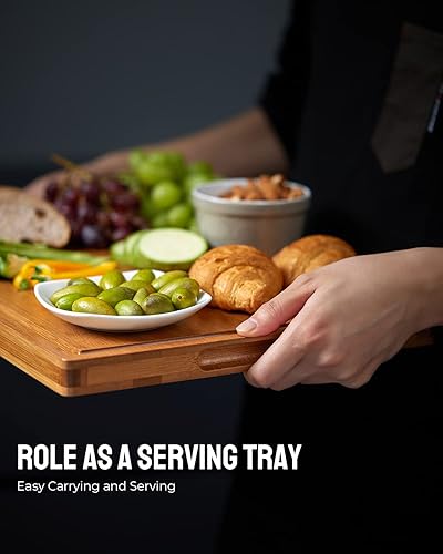 Miniatura 5 de BEZIA - Tabla de cortar extra grande para cocina, bloque de carnicero de 23 x 18 pulgadas de grosor con ranura para jugo, bandeja de servir 100% de