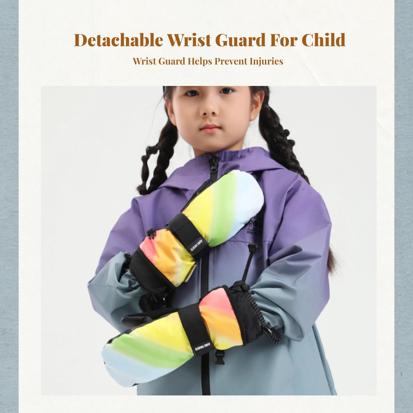 Guanti Invernali Bambini XS, Impermeabili e Protettivi, per Ciclismo, Sci, Outdoor, Arcobaleno