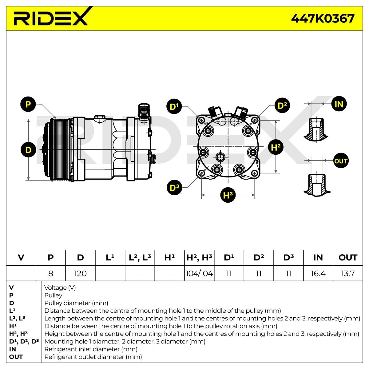 RIDEX 447K0367 Compressore aria condizionata Compatibilità con MAN TGA