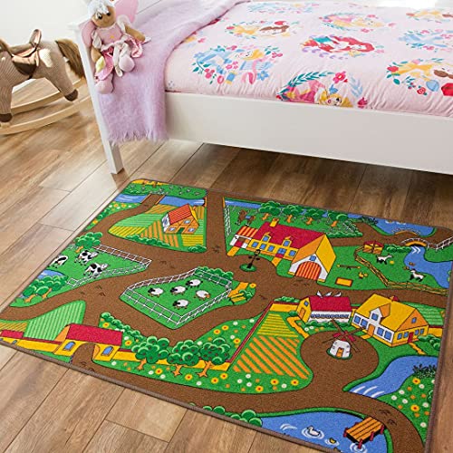 Children’s Farm Activity Play Mat Educational Toy Nursery Room Bedroom Educational Animal Rug 100cm x 165cm