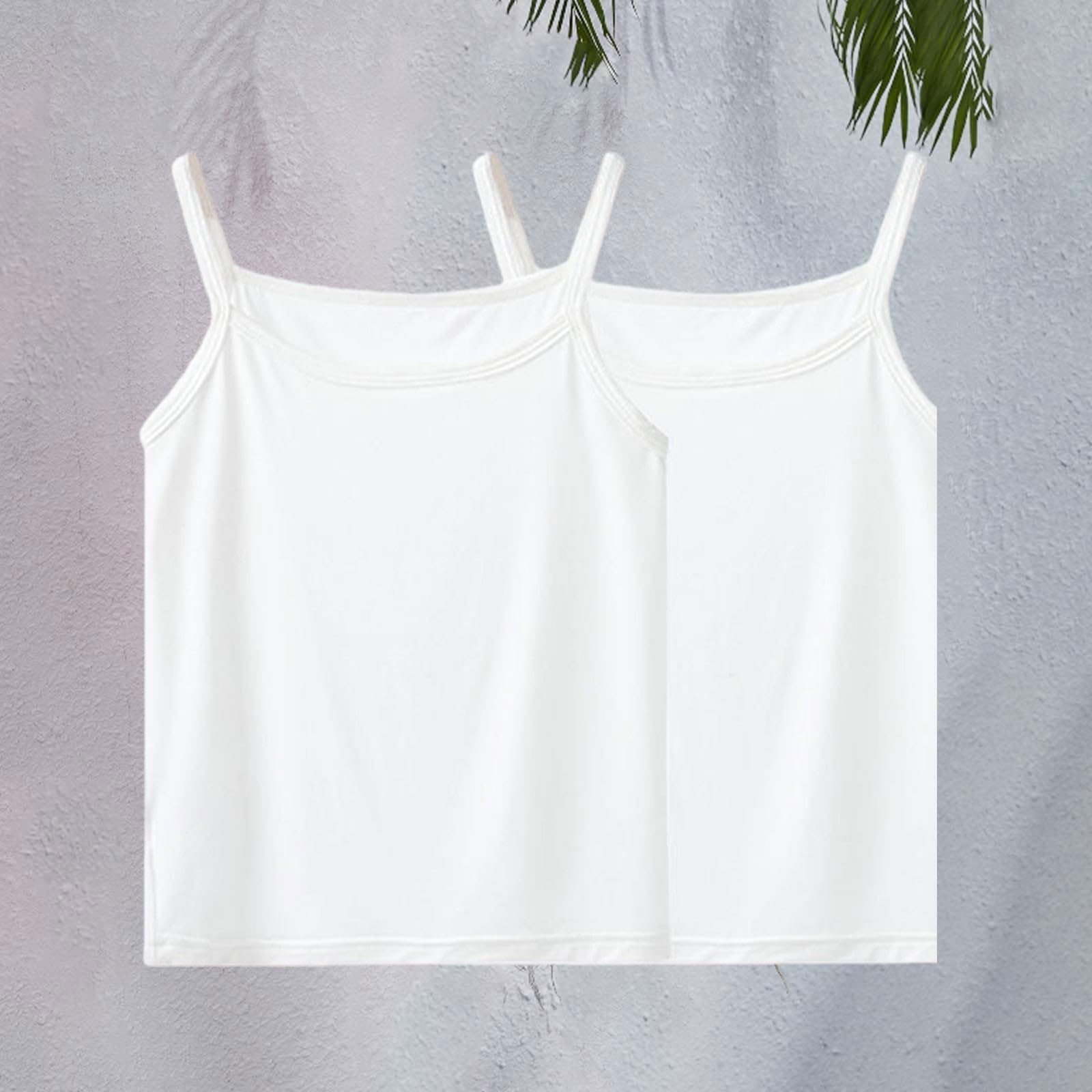 Camiseta deportiva para niñas, paquete de 2 unidades, lisa, tirantes delgados, sin mangas, para adolescentes, niñas, verano, atletismo, yoga, baile, gimnasio, capa base, cómoda, ligera, suave