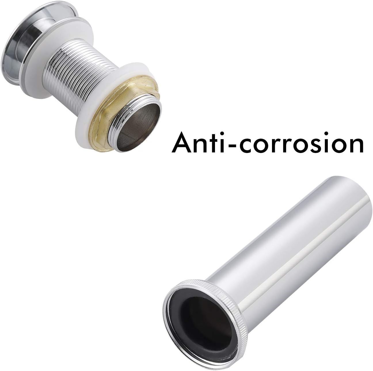 KES Bathroom Sink Drain Pop Up Drain Without Overflow Vessel Sink Vanity Stopper Polished Chrome, All Metal Rustproof Brass and 304 Stainless Steel, S2008D-CH