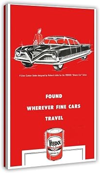 AUHUE Classic 1950s Veedol Motor Oil Poster Poster Canvas Living Room Wall Decoration Painting Office Decor Frame 12x18inch
