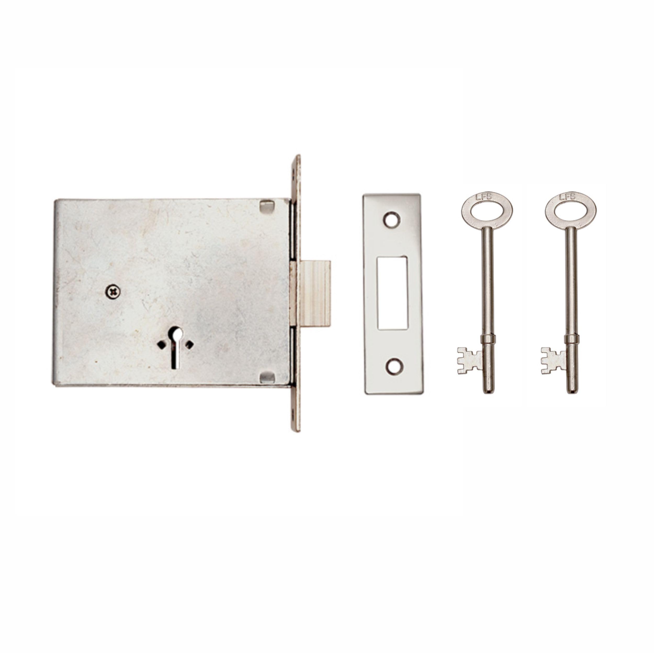 Tss Satin Chrome Fire Brigade Fb2 Mortice Deadlock With 2 Keys – Fire Brigade Lock For Communal Doors, Meter Cupboards & Emergency Access - Fb2