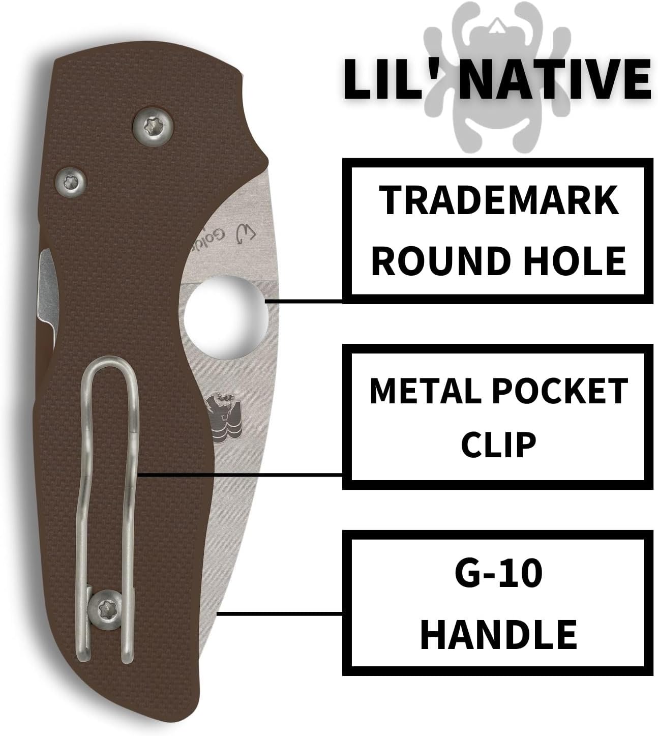 Spyderco Lil'Native Folding Pocket Knife - Sprint Run CPM 15V Steel Blade with G-10 Handle - Brown, PlainEdge - C230GPBN15V