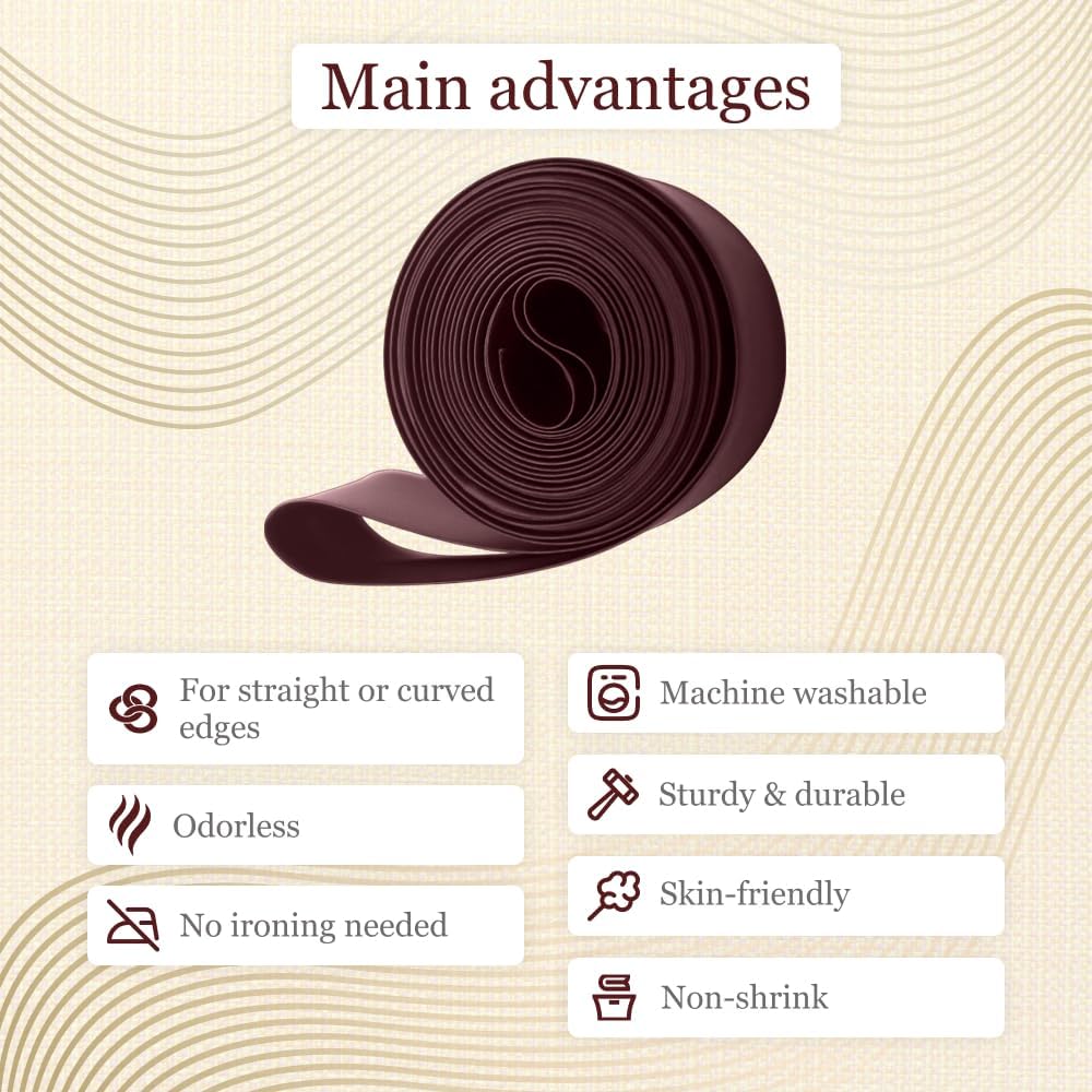 Double Fold Bias Tape Quilt Binding 7/8"x 3 Yards Brown Mocha Bias Tape Double Fold DIY Garment Accessories for Sewing, Blanket Binding, Crafts, Seaming, Hemming, Piping, Quilting
