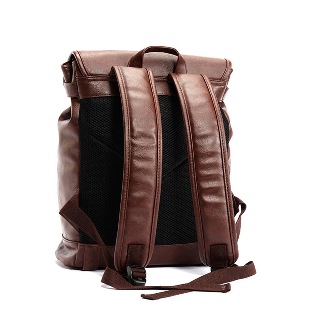 Retrò Vintage Zaini in Pelle PU Esterni Viaggi Zaino Scuola Borsa a Tracolla fit iPad e 14" Laptop Backpack per Uomo e Donna (Caffè)