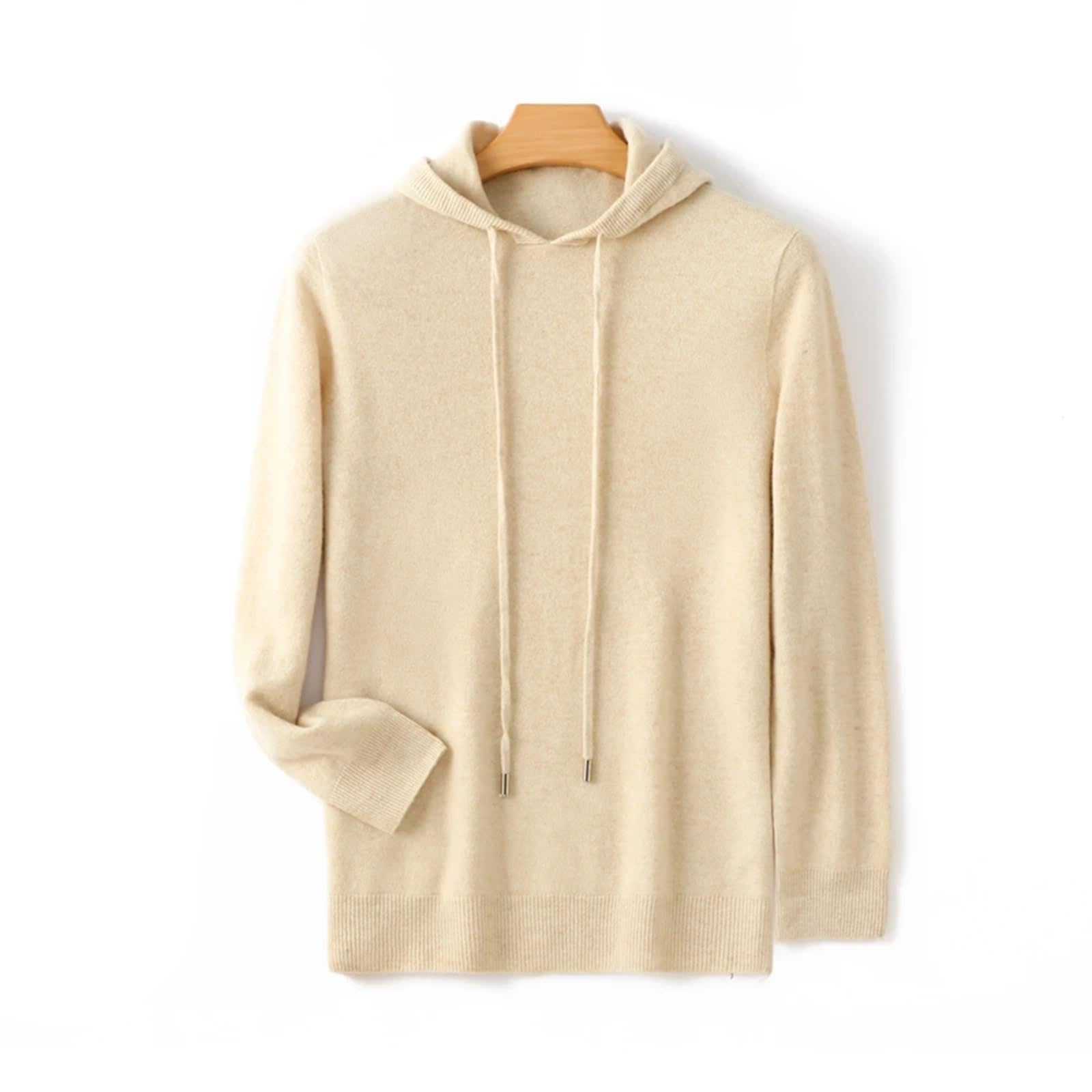 Yeuyyben Maglione invernale da uomo con cappuccio allentato maglione di lana tinta unita maglione di fondo