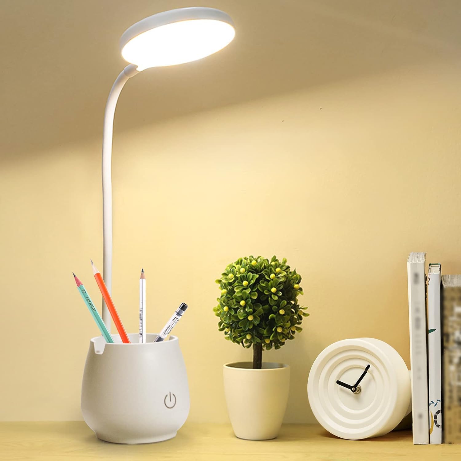 SPELLWISH Desk Lamp LED Table Light with 3 Colours and Continuously Dimmable, Eye-Friendly USB Charging Bedside Touch Switch Desk Light for Study, Work, Reading (Pen Holder/Phone Holder)-image-48