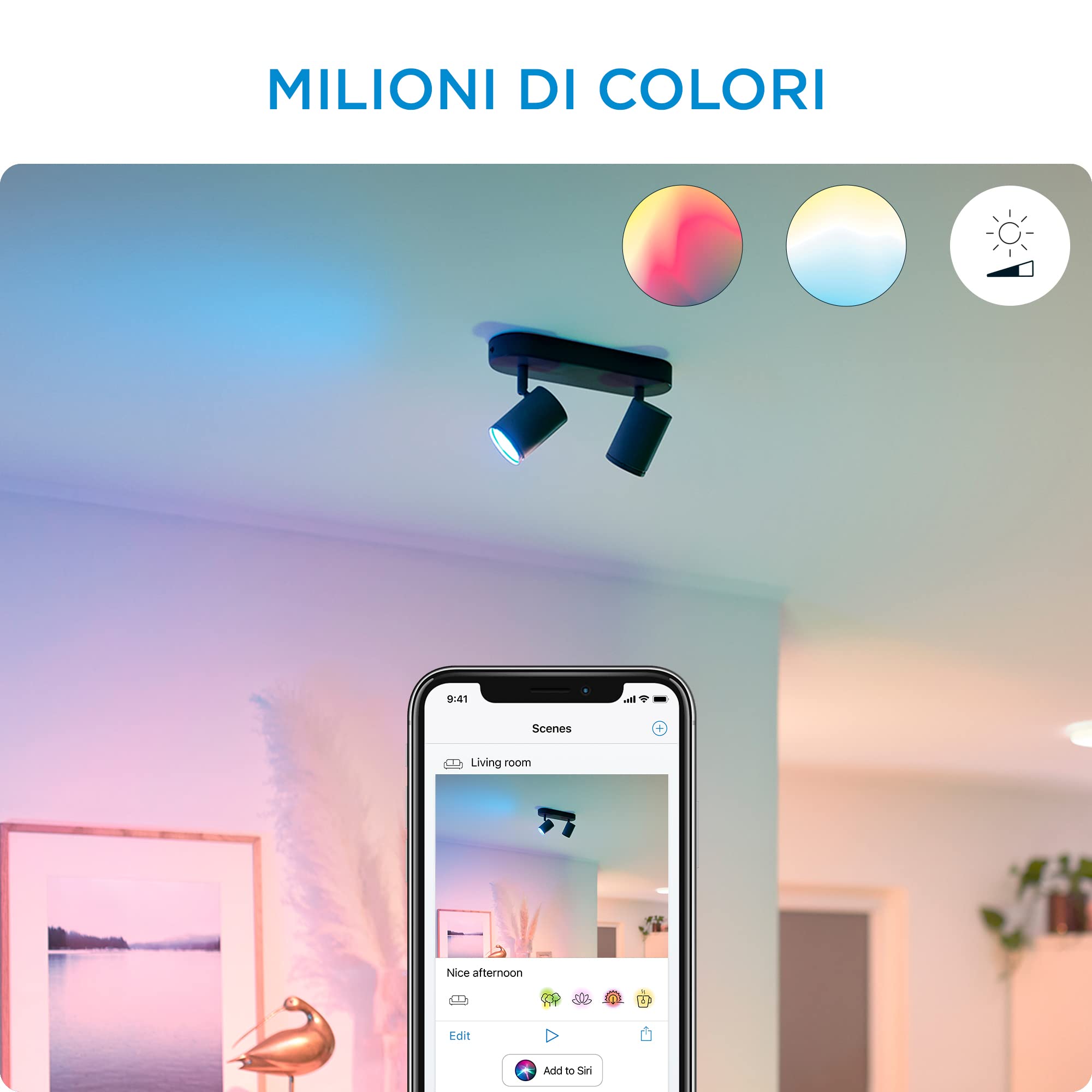 WiZ Faretto Smart LED Imageo WiFi, Luce Bianca o Colorata Dimmerabile, 2x5W, 2 Punti Luce, Nero, Tecnologia SpaceSense, Controllo Vocale (Alexa, Apple HomeKit, Google Home)