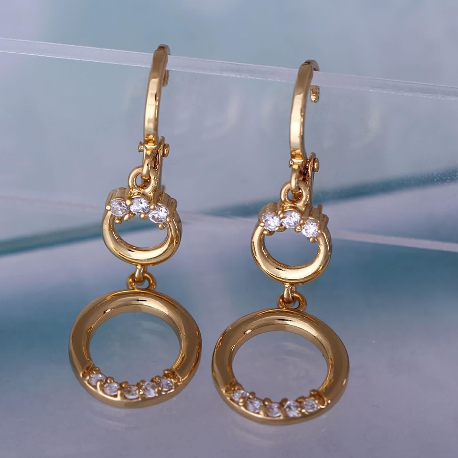 AMDXD Pendientes de oro de 9 quilates para mujer, joyas de oro auténtico, pendientes de aro huecos, con moissanita, Au 375, pequeños