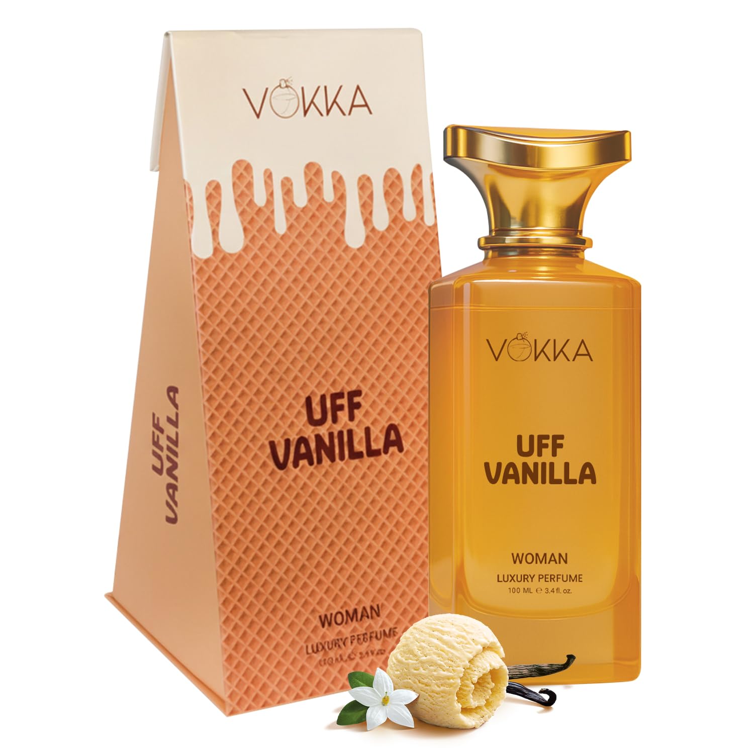 Vokka Uff Vanilla Perfume For Woman 100ml | Luxury Long Lasting Eau De Parfum | Caramel, Peach, Cherry Blossom, Vanilla Orchid & Musk Wood | EDP Fragrance for Women | Premium Perfume Gift for Her-image-12