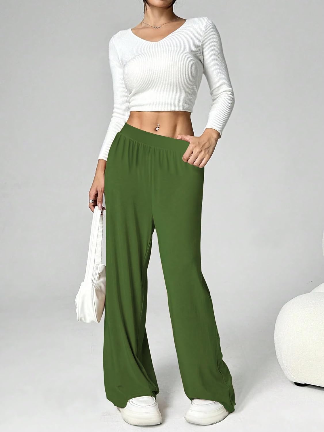 3 Pack Women's Lounge Pants Cozy Wide Leg Lounge Pants with Pockets Loose Flowy Yoga Sweatpants Workout Comfy Jogger - Image 3