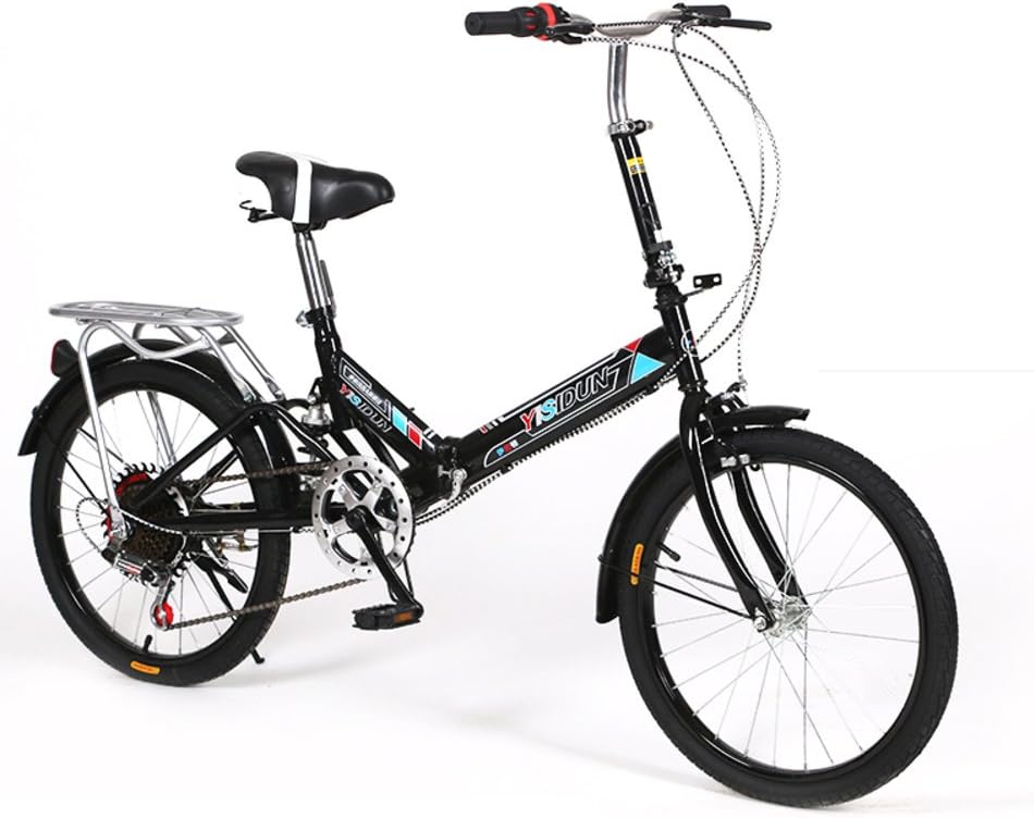 HIKING BK 20-inch Folding bike 6-speed Cycling Commuter Foldable bicycle Women's adult student Car bike Lightweight aluminum frame Shock absorption-D 110x160cm(43x63inch)
