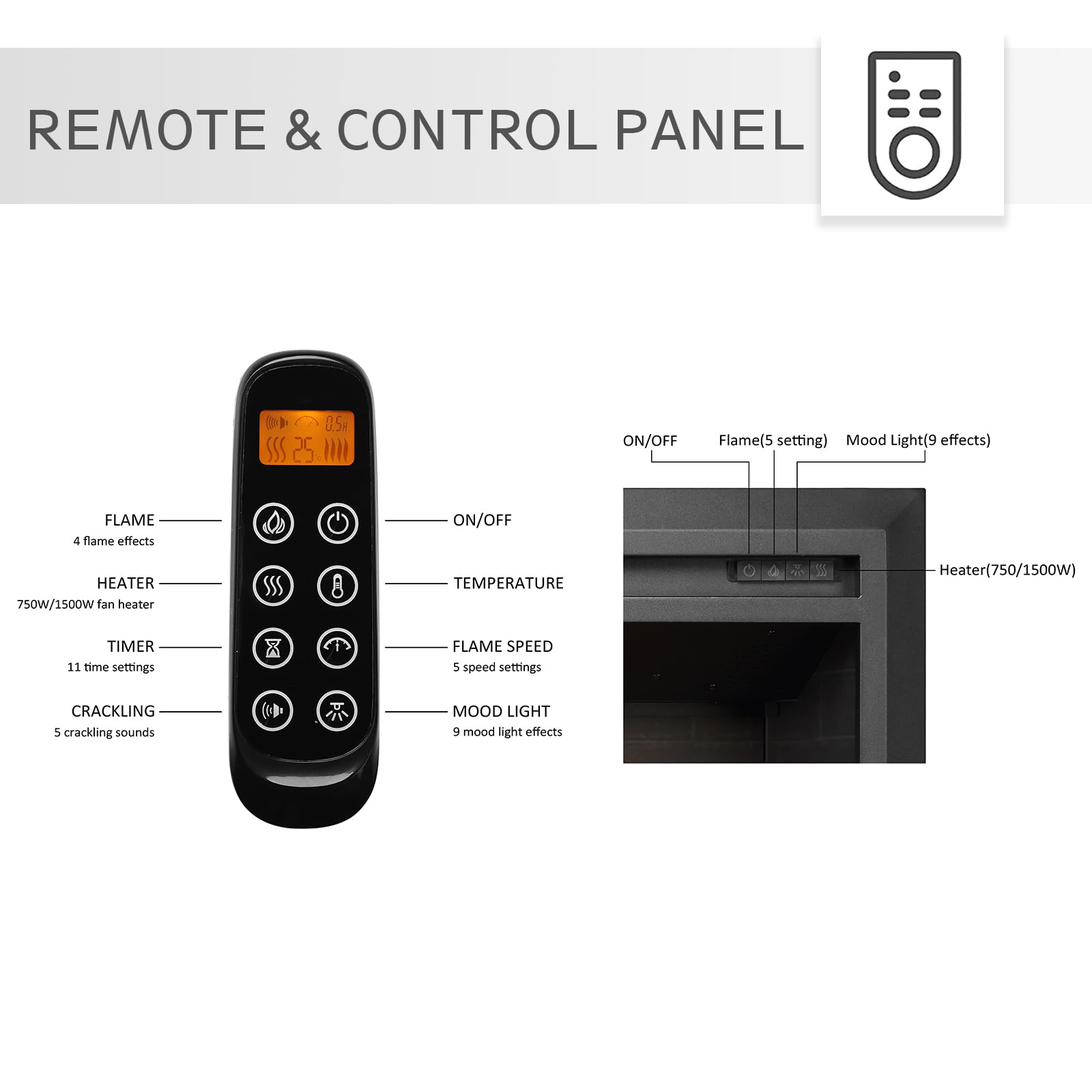 Amazon.com: LegendFlame Carl 39 W Electric Fireplace Insert (EF265),  Fireplace Heater 750/1500W, Fire Crackling Sound, Remote Control… : Home u0026  Kitchen