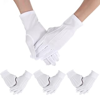 3 Pairs White Gloves for Men Comfortable Nylon Gloves for Usher Pallbearer Parade Stretchy White Glove for Santa Gigs Costumes Funera Wedding Soft Nylon Glove