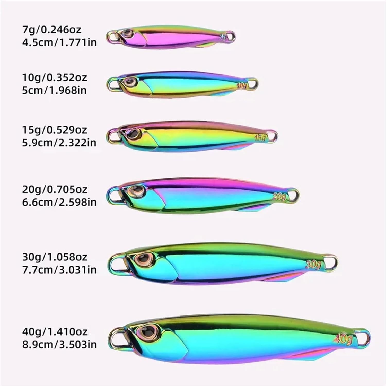 1PCS Metal Sea Fishing Bait 60g 40g 30g 20g 15g 10g 7g Jigging Lure Far Throw Luya Metal Fishing Lure Saltwater Lures 3 Color (Size : 15g)
