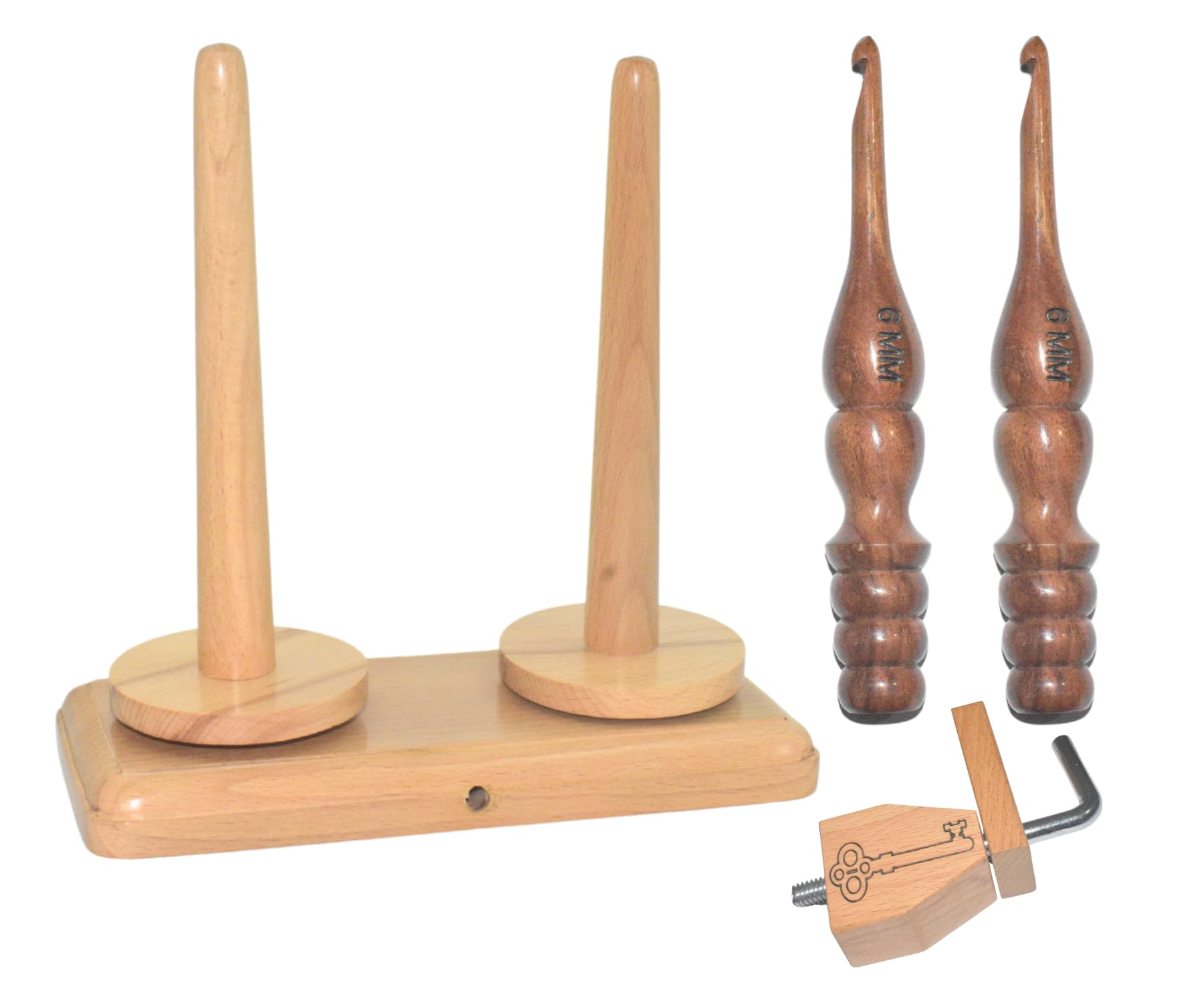 Naaz Wood Art Premium Beech Wood Yarn Rolling Holder, Rotating Beech Wood Yarn Holder for Knitting & Crocheting, Beech Wood Yarn Storage and Unwinding Solution (Beech Wood 2)