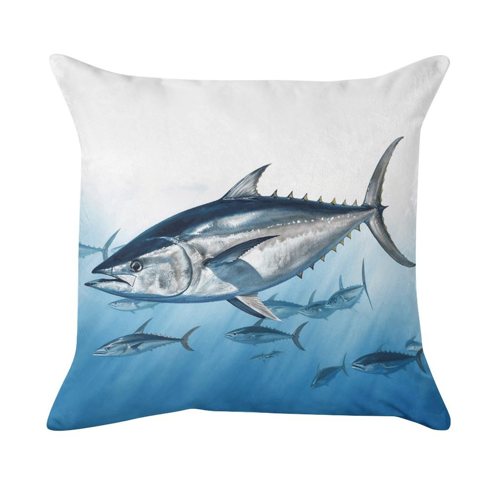 FekiLoot Bluefin Tuna Thunnus Pillowcase Velvet Throw Pillow Cover Ultra Soft Lumbar Pillow Shells Square Cushion Cases with Zipper Luxury Cozy Pillows Shams for All Seasons