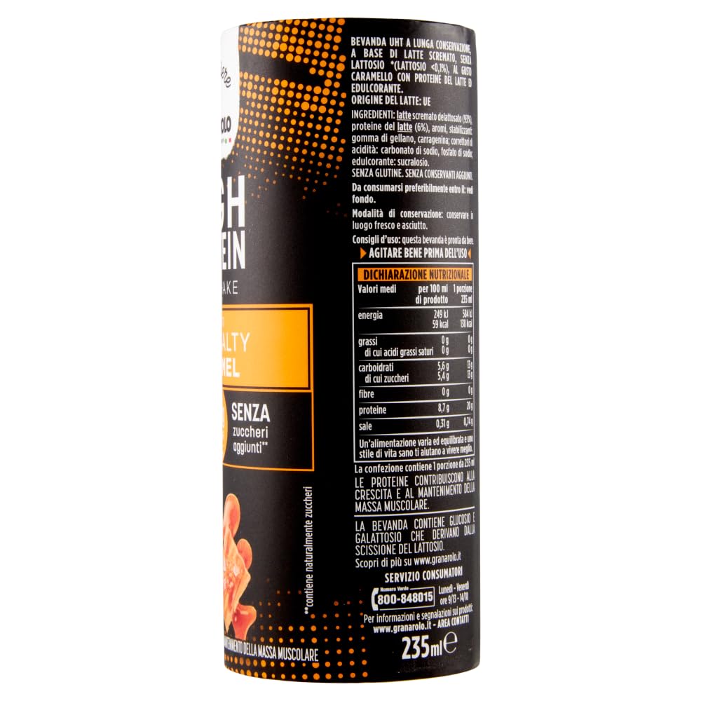 Granarolo MIX High Protein Milkshake Arabica Caramello Salato Dark Choco 20g di Proteine Senza Lattosio - 235ml