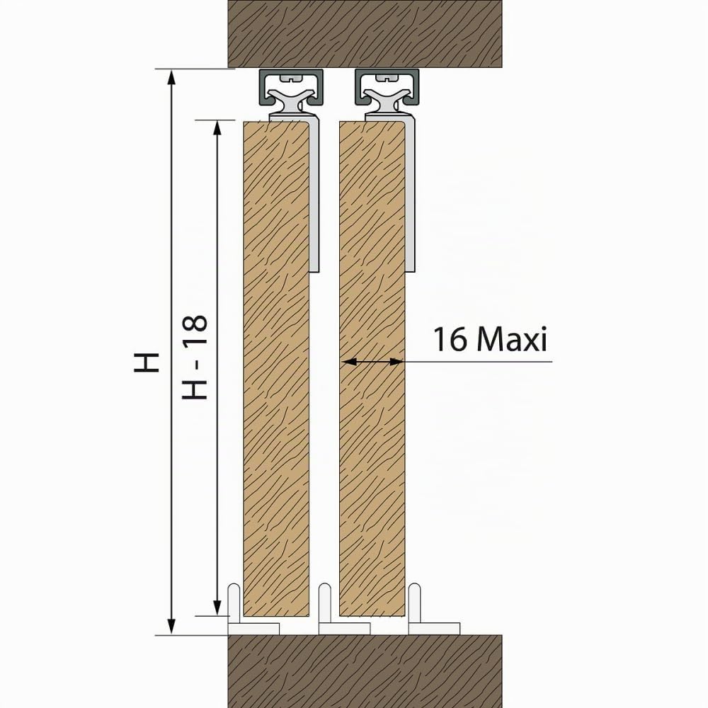 Système coulissant SLID'UP 1900 pour 2 portes de placard - rail 1,5 m aluminium - 6 kg