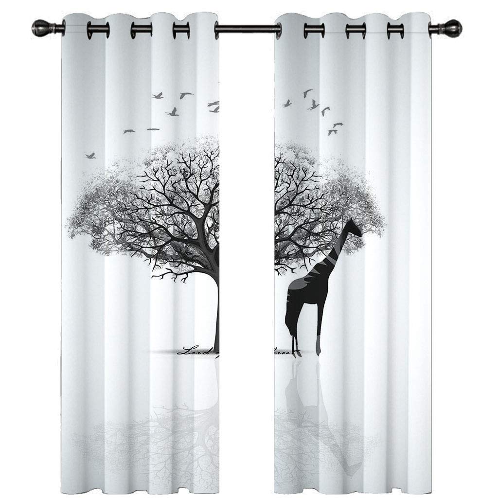 Rideau occultant isolant thermique arbre noir et blanc anti froid