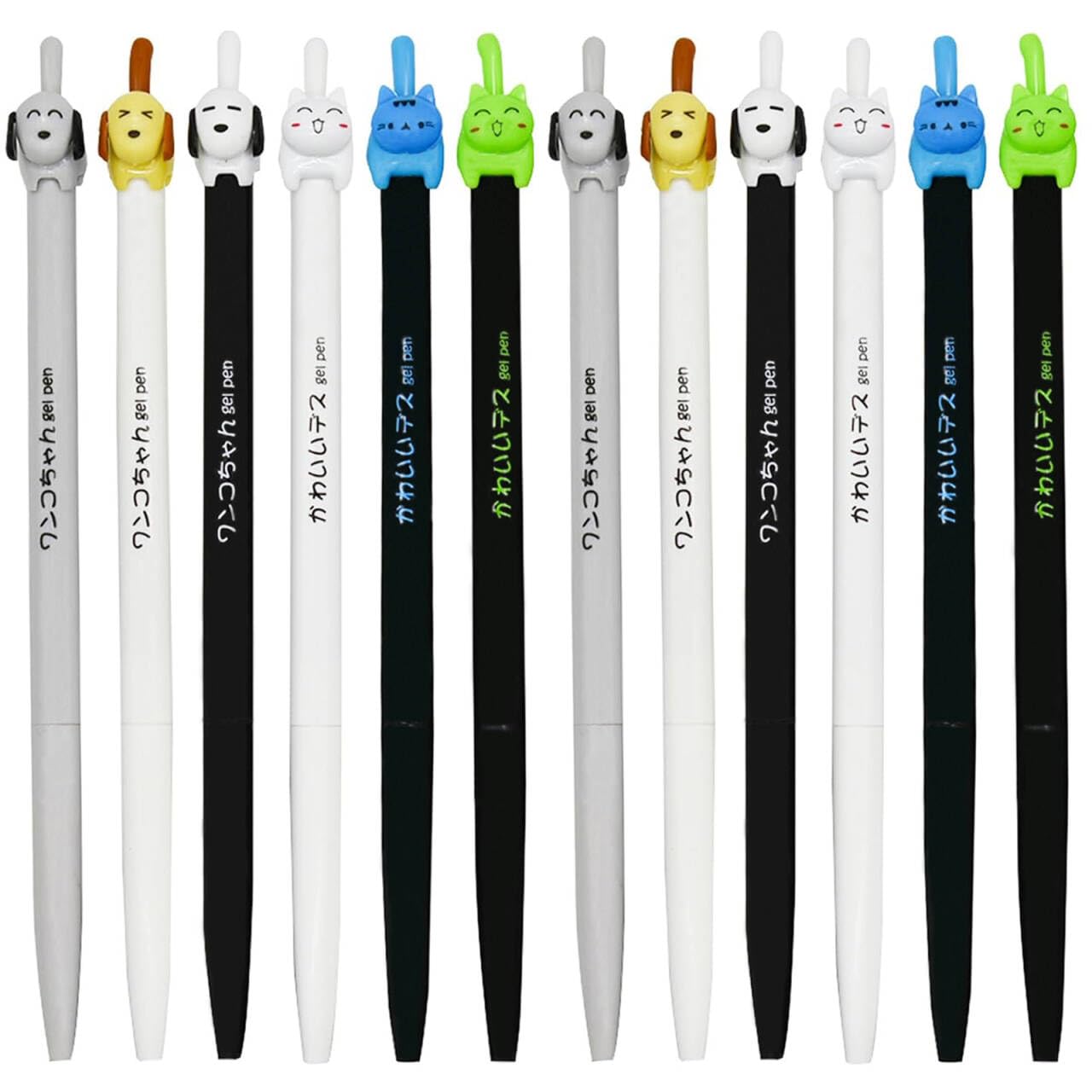 Maydahui 12 Pcs Cute Cat Dog Tail Clicker Retractable Pen Novelty Japanese Little Kitten Rollerball Pens Black Ink For Cat Lovers Student Shcool