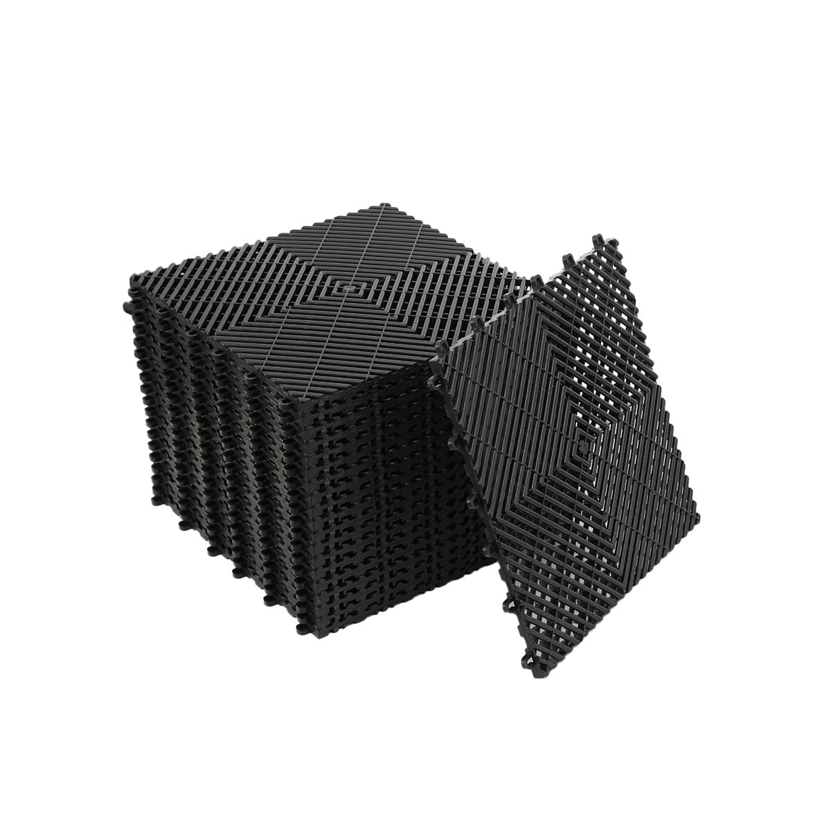Lot de 20 Dalles de Jardin Piscine 40x40x1,8 cm Noir Dalle Clipsable Ajourée Antidérapante en PVC Drainage Rapide Revêtements de Sol Extérieur Intérieur pour Terrasse Cuisine Spa Salle de Bain