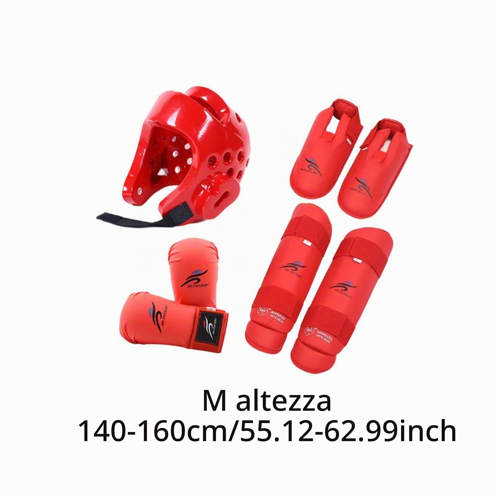 Gralara Karate Set Protezioni Casco Guanti Paratibie Realizzato in Materiale Spugna PU Offre Comfort E Mobilità Adatto a Bambini Adulti Allenamento Competizi
