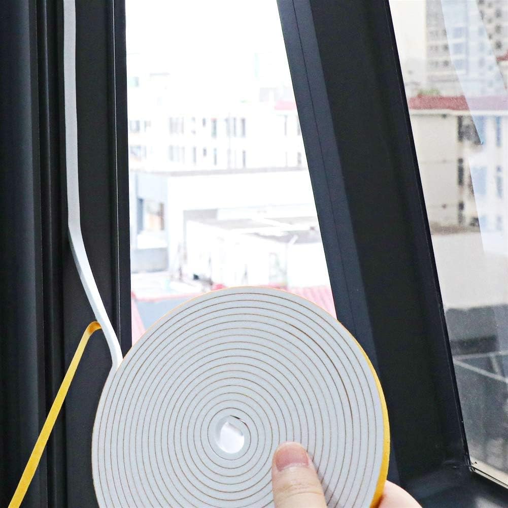 fowong White Door Weather Stripping 26 Feet, 1/2 Inch Wide X 1/4 Inch Thick, High Density Foam Tape Roll Neoprene Rubber Adhesive Weatherstrip Door Seal, Window Insulation, 2 Rolls X 13 Ft Each : Industrial & Scientific