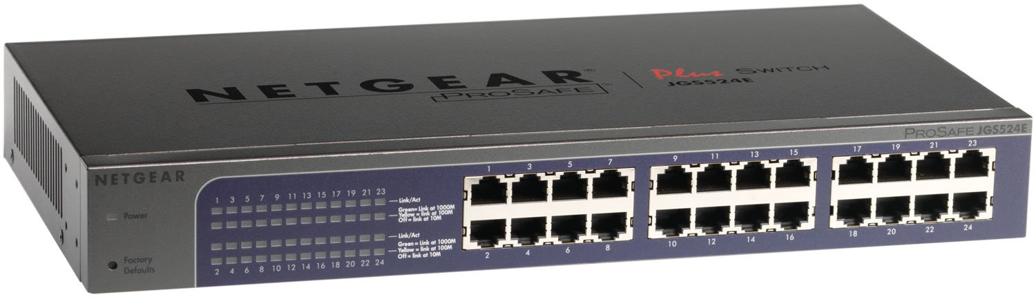 NETGEAR JGS524E Switch Smart Managed Plus a 24 Porte Gigabit Ethernet, Assistenza a Vita ProSAFE, Montaggio su Desktop o su Rack