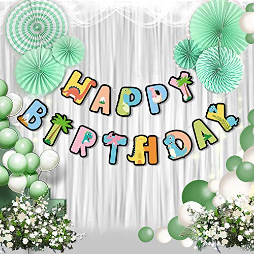 Norinoya Dinosaur Happy Birthday Banner,Birthday Bunting,Birthday Party Supplies Decorations,Perfect for Indoor Outdoor Kids' Party Banners