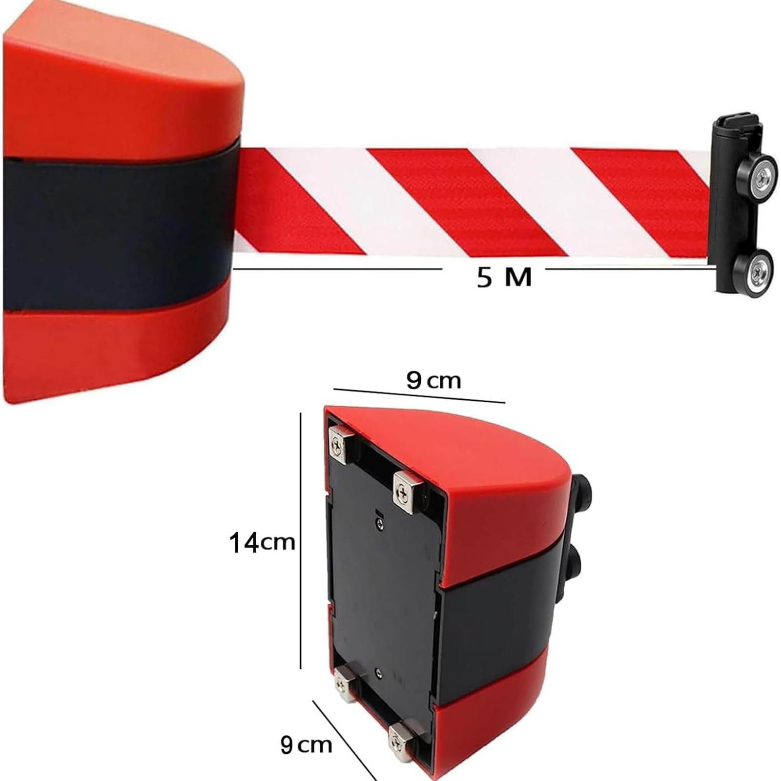 Magnetyczna wysuwana bariera pasowa, 5 m, taśma sterująca do montażu na ścianie, regulowana bariera bezpieczeństwa do zarządzania tłumem, oszczędność miejsca, do drzwi wejściowych