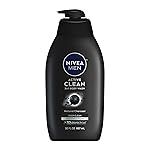 NIVEA Men Active Clean Body Wash with Natural Charcoal for Normal to Oily Skin, 3-in-1 Charcoal Body Wash, Face and Hair, Draws Out Dirt and Impurities, 30 Fl Oz Bottle
