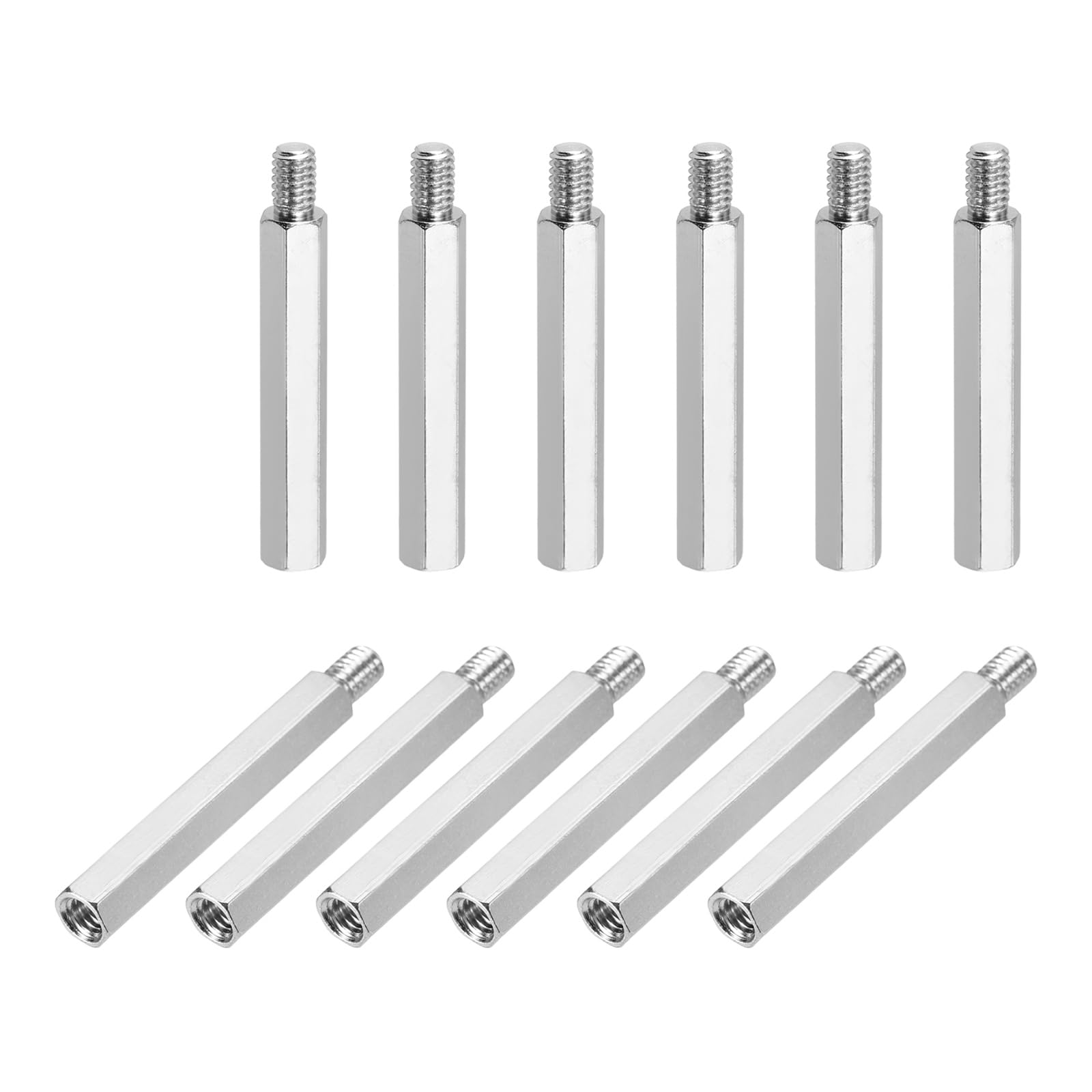 sourcing map Hex Spacer Screws, M4x35mm+6mm Male to Female Thread Brass Nickel Plated Motherboard Standoffs Spacer Pillars for PCB Circuit Boards FPV Quadcopter Drone DIY, Pack of 12