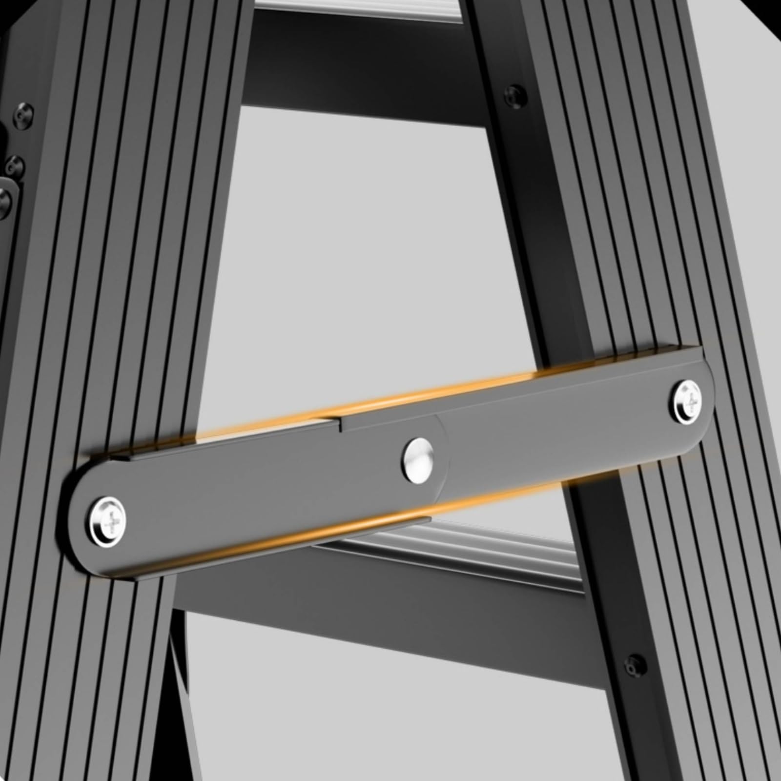 Escalera Reforzada a Plegable con, Escalera De Tijera De 5 Peldaños, 1.5 Metros, Reforzada, Color Negro Premium