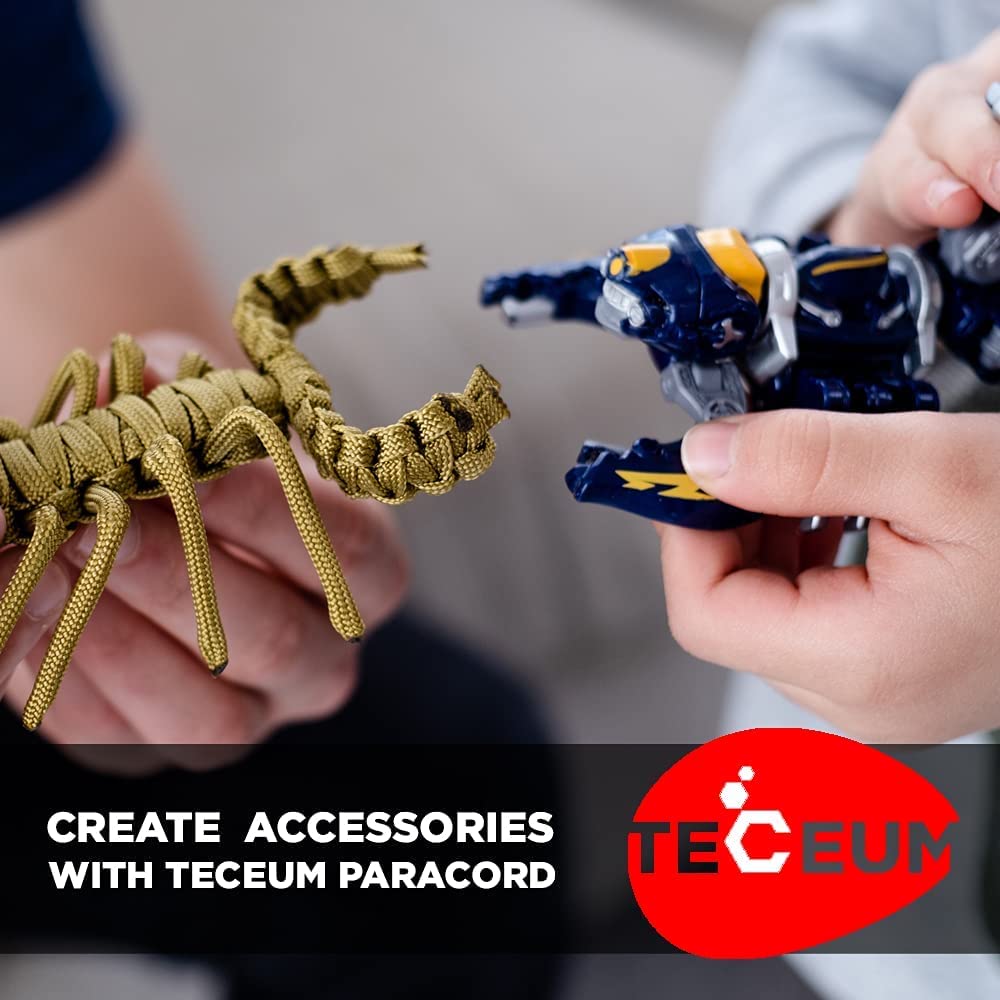 TECEUM Paracord typ III 550 czerwony (ogień), 15 m, 4 mm, lina taktyczna MIL-SPEC, bordowa, linka do pary, na kemping, wędrówki, sprzęt wędkarski, linka spadochronowa EDC - mocna lina survivalowa 021
