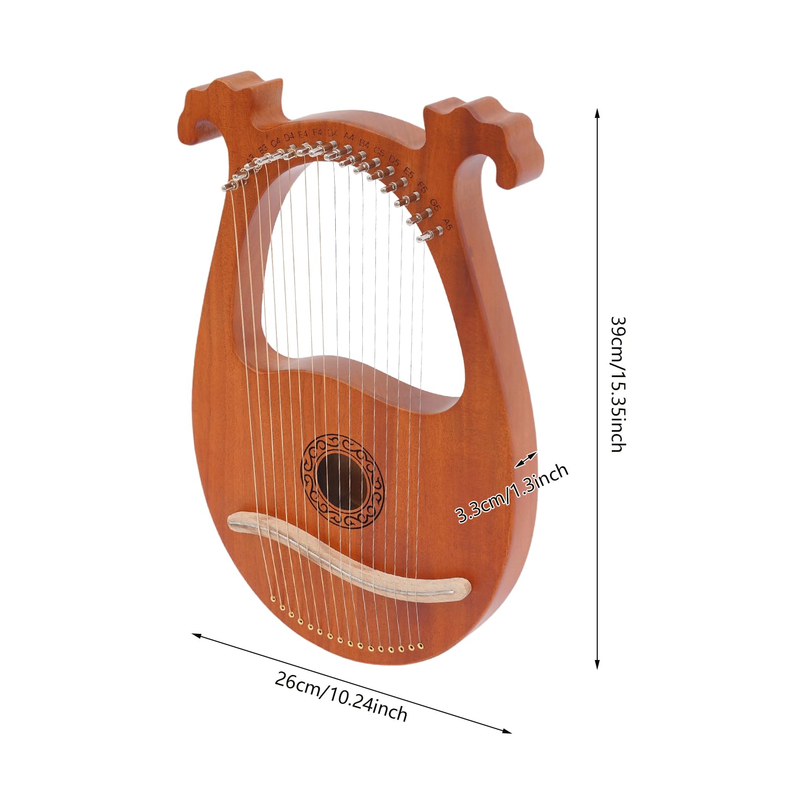 Arpa a 16 corde, effetto legno, portatile, laccata, elegante, adatta per gli amanti della musica, principianti ed esperti, palcoscenico, viaggi, casa
