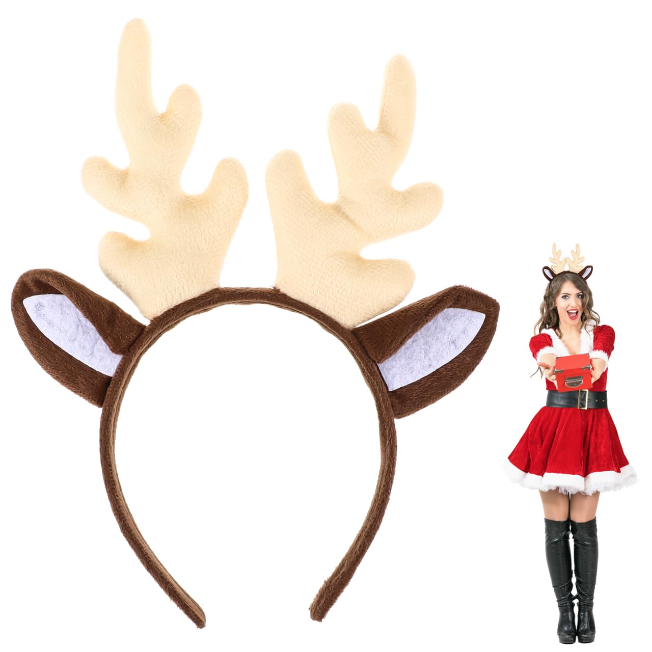 Christmas Antler Headband for Women Xmas Deer Horn Hair Hoops Comfortable Wear Resistant Design for Holiday Parties and Festive Photo Props