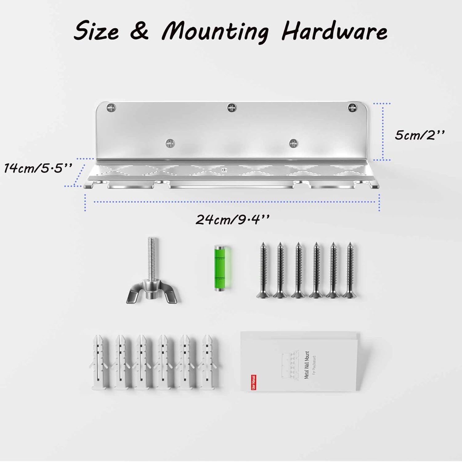 ZHGM Wall Mount for PS5 Slim/PS5 Pro/PS5, Metal Wall Mount Kit for Playstation 5 Console & Controllers, Enhance Heat Dissipation Console Wall Mount, Space Saving & Stable Wall Stand Holder (Silver) - Image 8