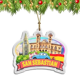San Sebastian Spain Christmas Xmas Ornament Transparent Acrylic City Travel Souvenir Hanging Personalized Car Backpack Pendant Home Decor