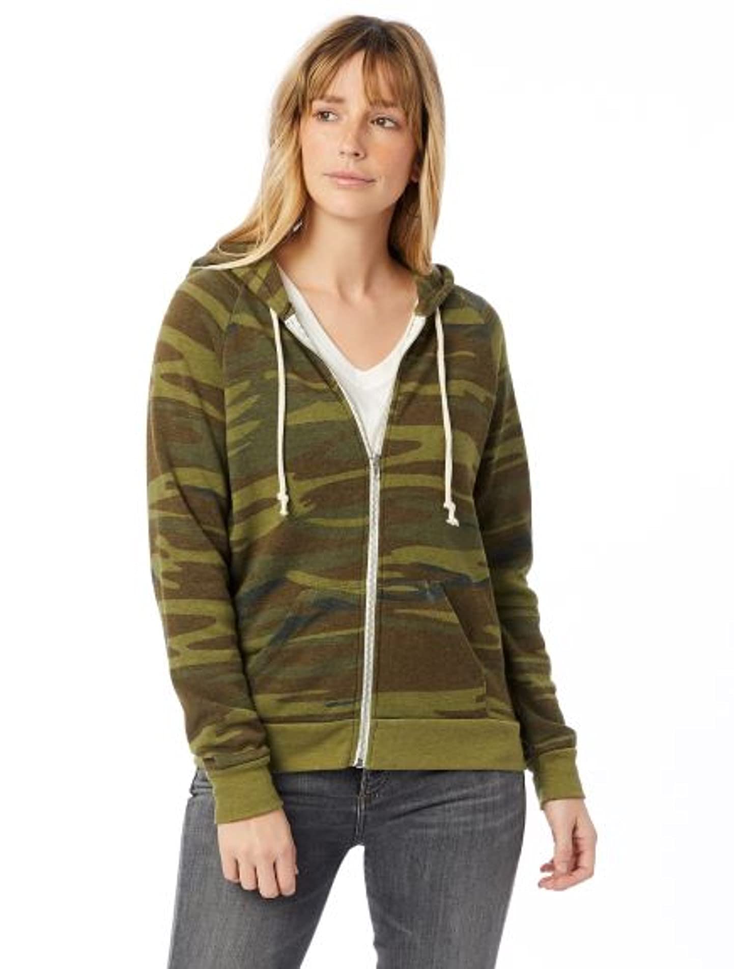 AlternativeWomen's Printed Adrian Fleece Zip-Front Hoodie, Camo, XXL