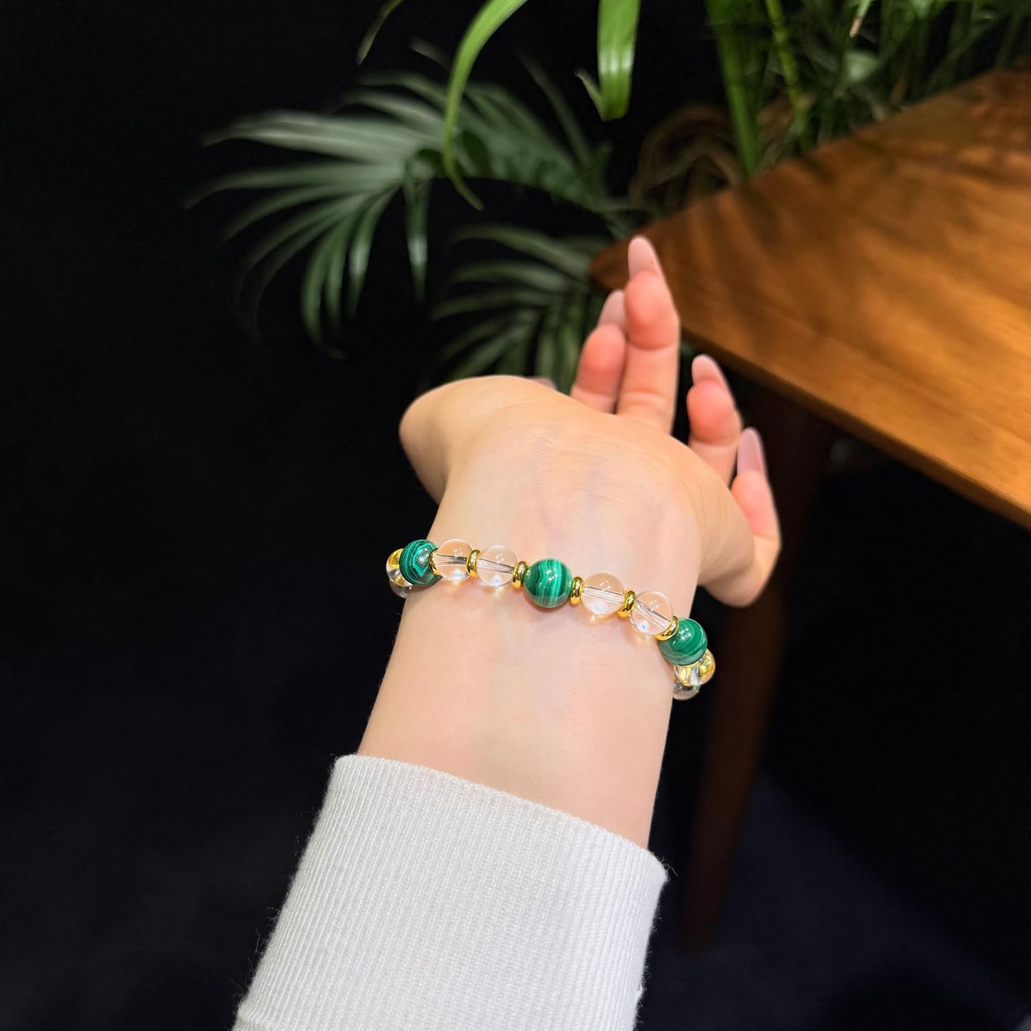 Bracciale perline pietre preziose naturali, braccialetti elastici cristallo