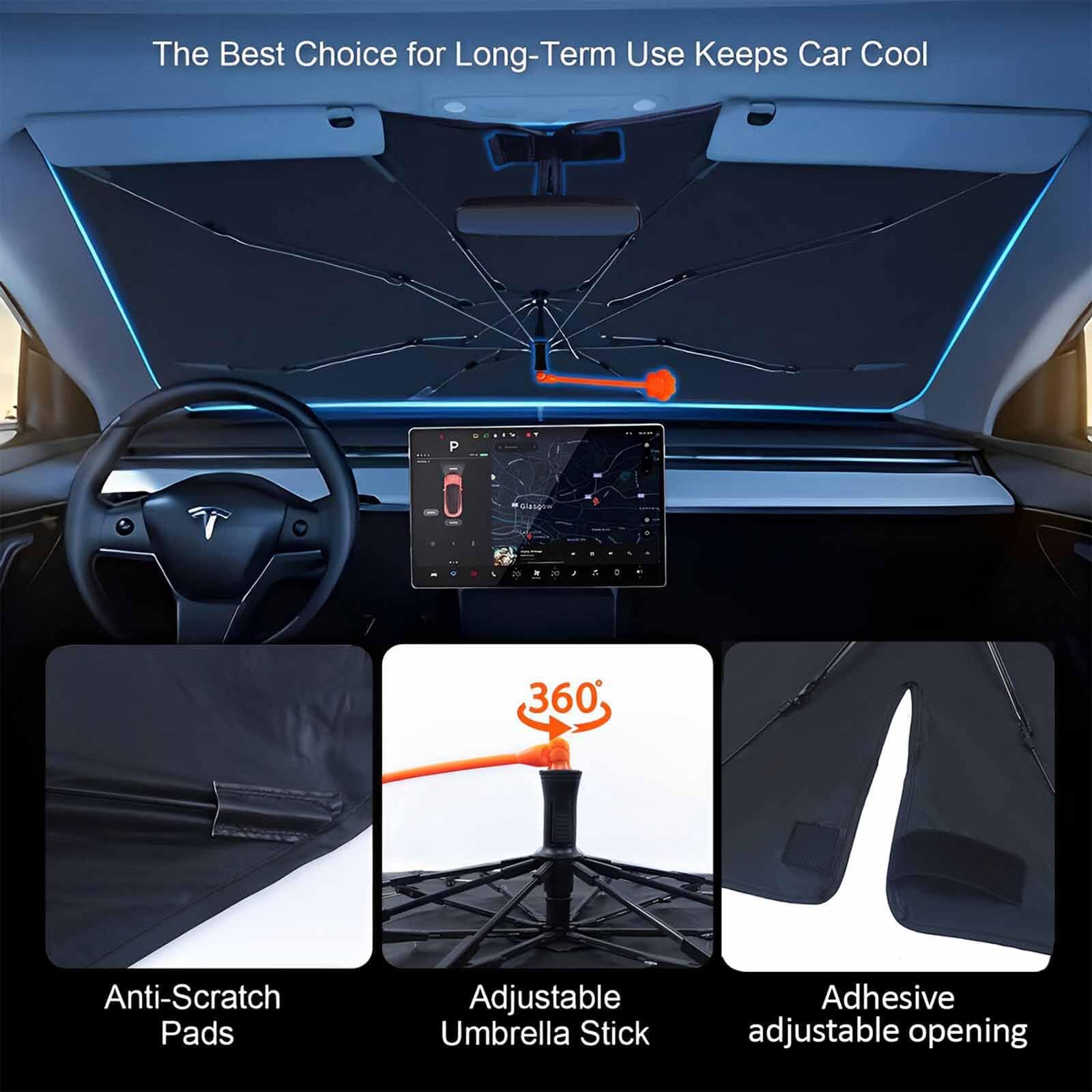 Socira Parasol plegable para parabrisas de automóvil, diseño de dinosaurio, parasol divertido, parasol para ventana delantera, accesorios de coche de dinosaurio, bloquea los rayos UV (57 x 30