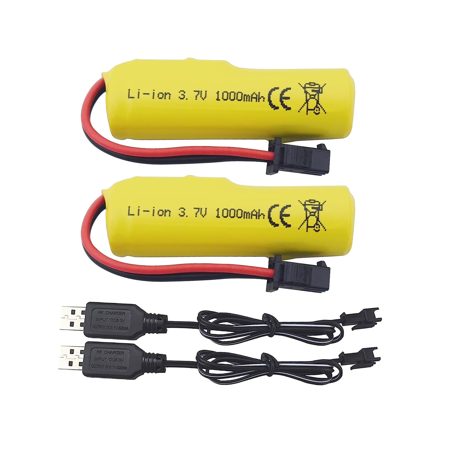 Lot De 5 Batteries 3.7V 500mAh + Chargeur 5-en-1 – Pour Voitures RC Stunt – DE35, DE38, Etc.