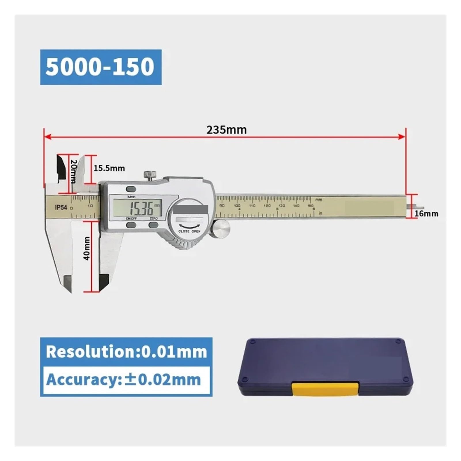 Digital Caliper 0-150 Mm/6" Stainless Steel Vernier Gauge Micrometer Electronic,Pro-kalibrowany(0-150mm)