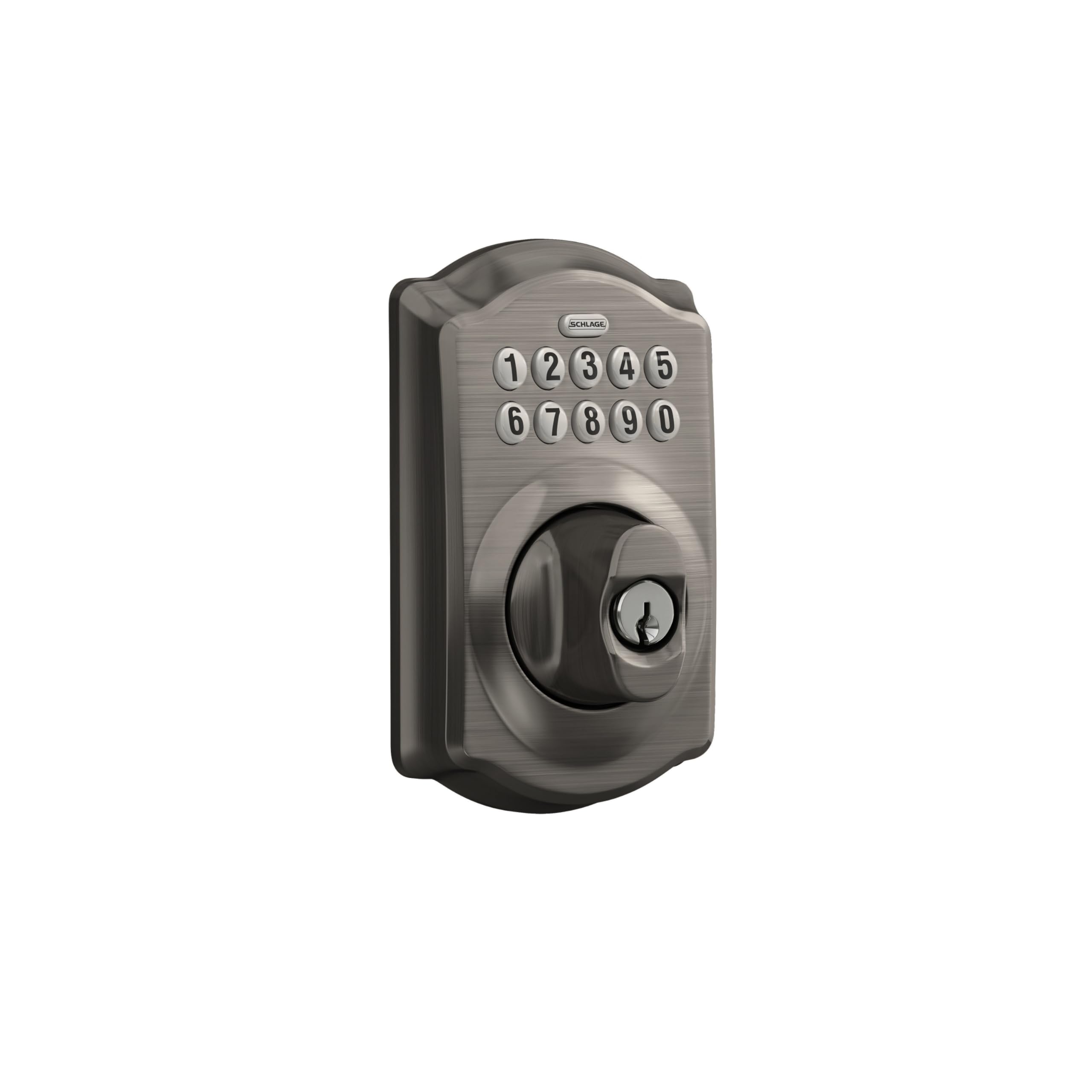 Schlage Camelot Electronic Keypad Deadbolt Lock, Keyless Front