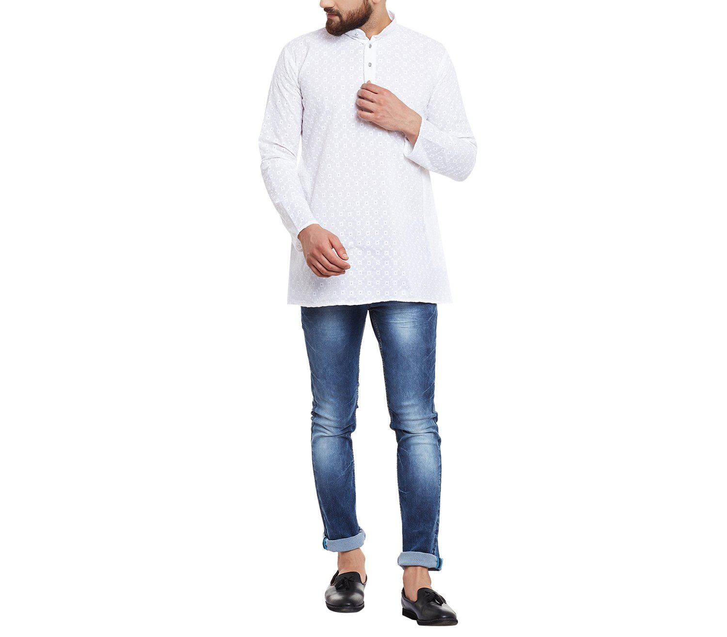 sojanya (Since 1958, Mens Short Kurta, 100% Chicken Cotton-picture-32
