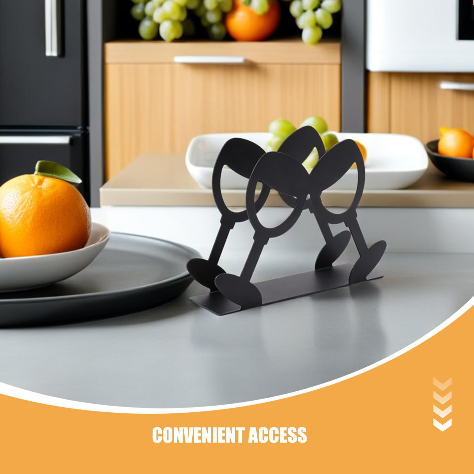 IMIKEYA 2er-Set Serviettenhalter für den Tisch – Schwarzer Metall-Serviettenspender für Rotweingläser mit großer Öffnung, ideal für Restaurants, Bars und Küchen im Landhausstil.